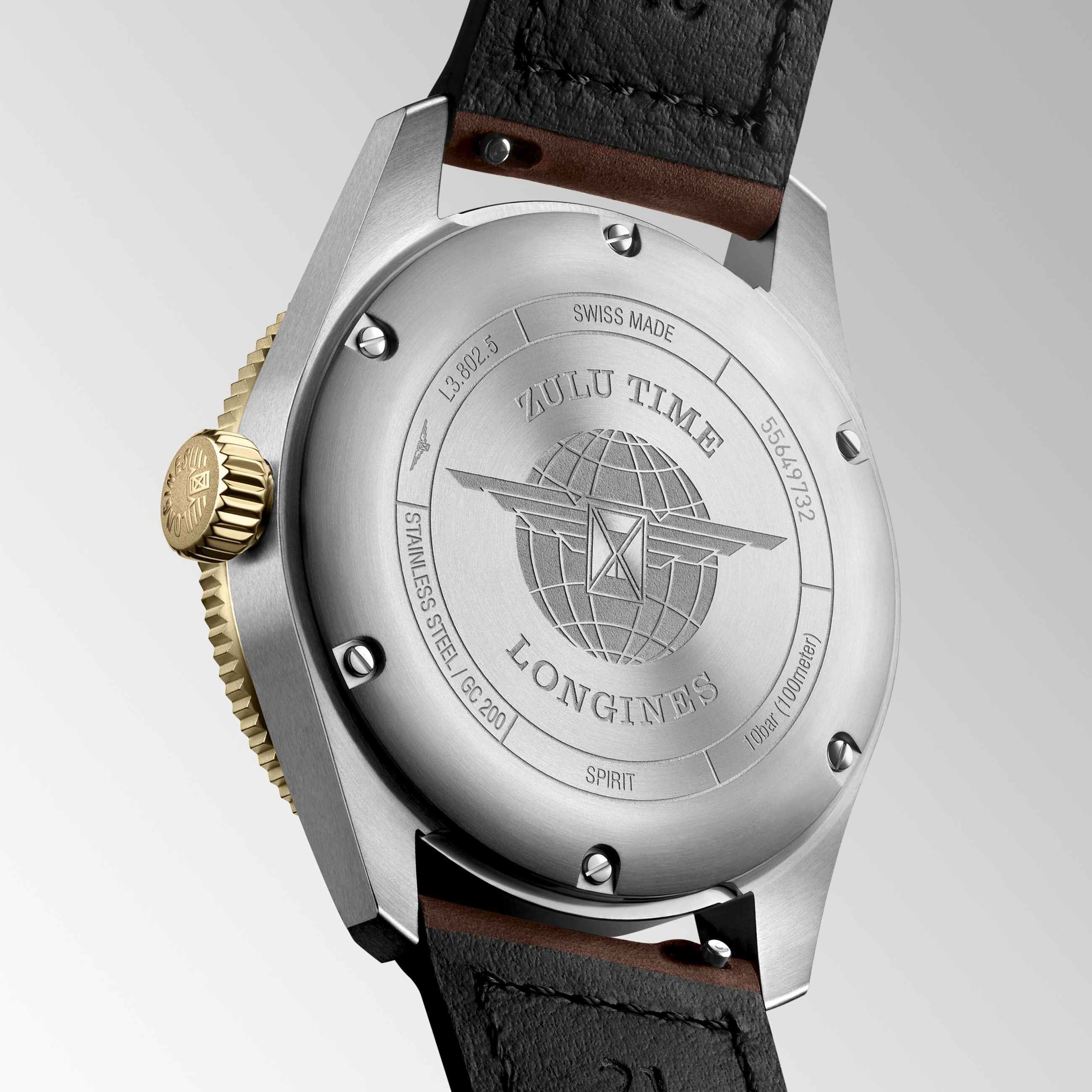 Longines Spirit Zulu Time Automatic GMT 39 mm Yellow Gold and